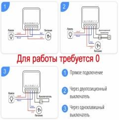 Умное реле WiFi Tuya Smart Life, 1 канал (Яндекс Алиса, Маруся) схема подключения
