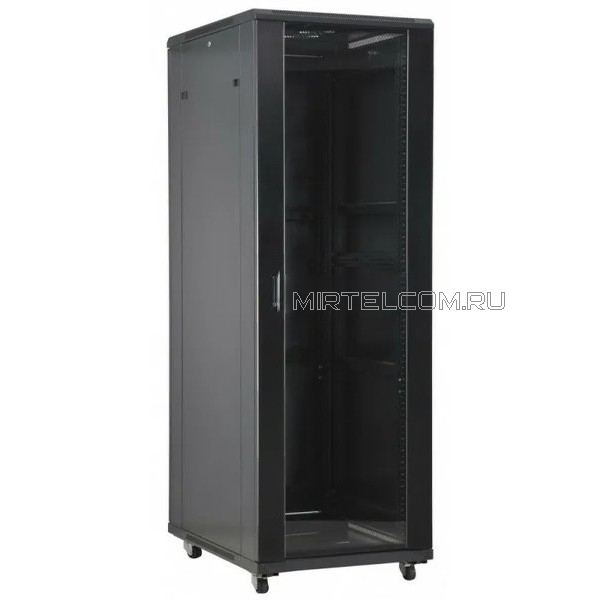 Шкаф напольный 19" 36U, 600х600 дверь стекло, съемные боковые панели, черный