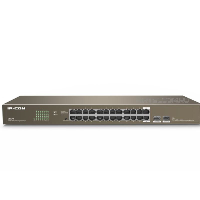 Неуправляемый коммутатор IP-COM G1024F, порты 24G RJ45, 2SFP combo Gigabit, 1U RackMount