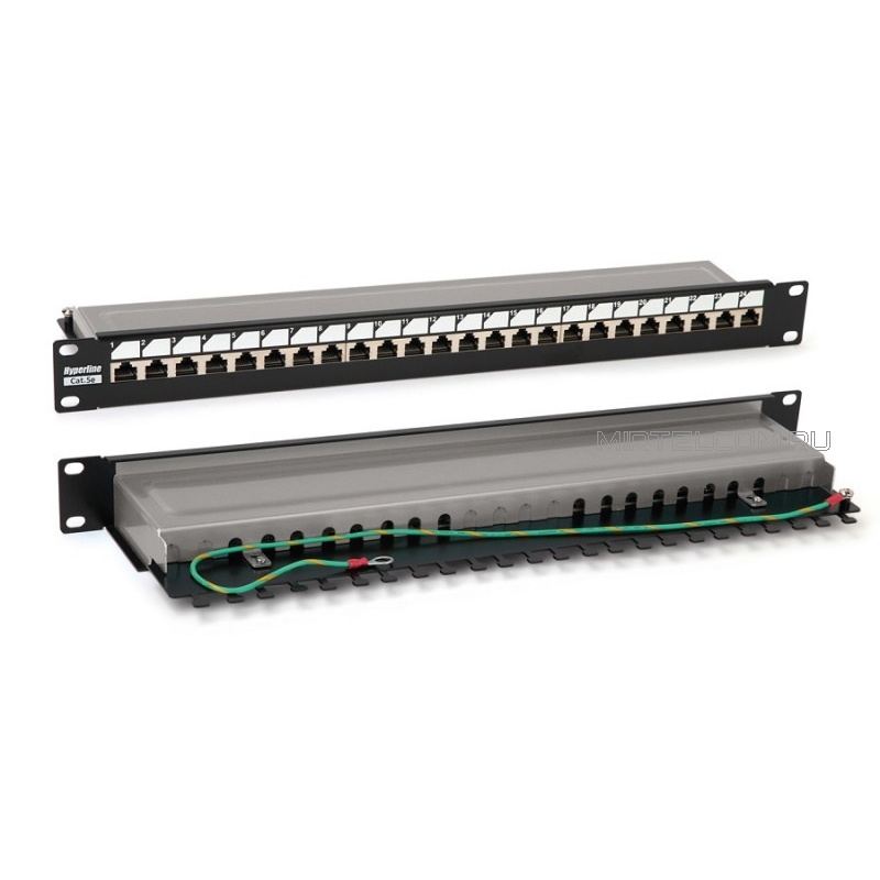 Патч-панель 19" экранированная кат.6 1U 24 порта RJ45 dual IDC PP3-19-24-8P8C-C6-SH-110D