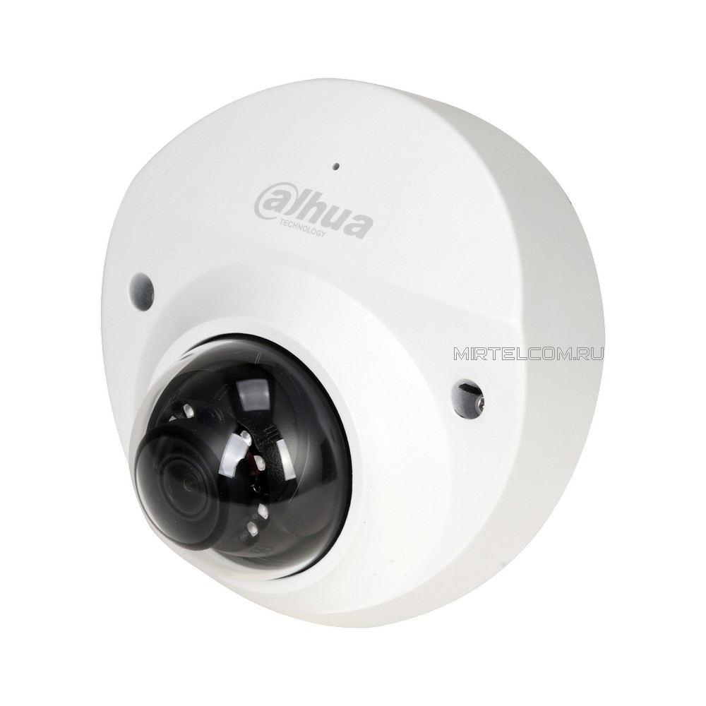 Видеокамера мини-купольная Dahua, IP, 2Мп 1080p, 2.8mm, видеоаналитика, MicroSD
