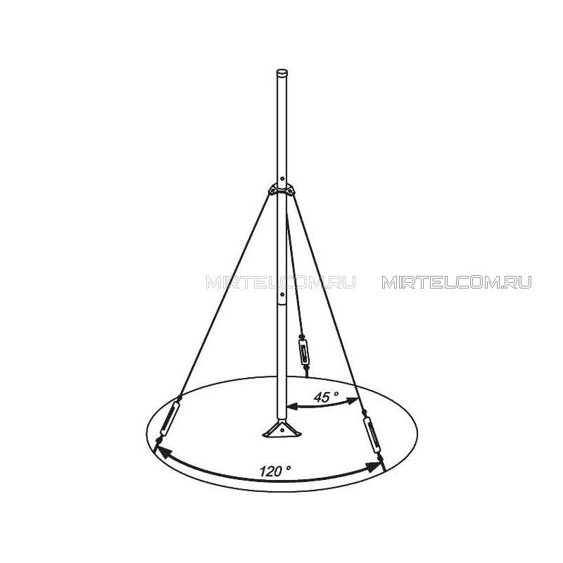 Мачта антенная алюминий, 2-х секционная, 3м