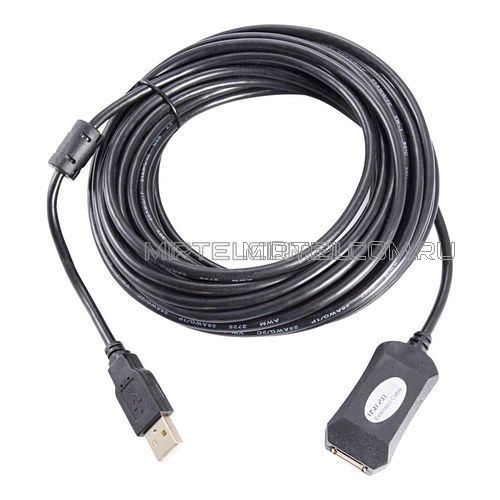 Шнур USB2.0 - AmAf (активный удлинитель), 10м