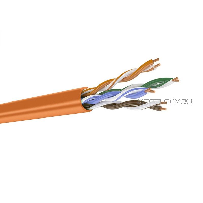 Кабель витая пара ­UTP категория 5e, 4 пары 24 AWG solid, LSZH нг(А)-HF, оранжевый, медь