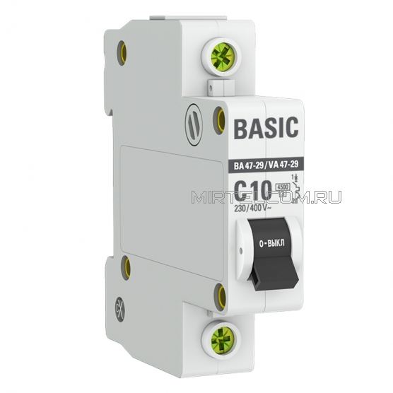 Автоматический выключатель 1P 10А ВА 47-29 Basic, Ekf mcb4729-1-10C