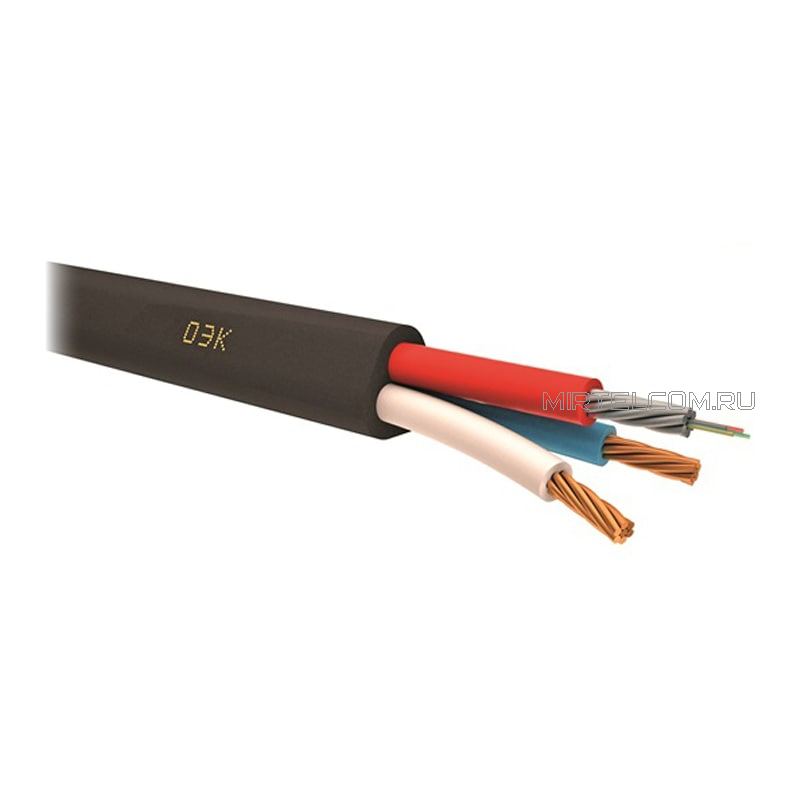 Опто-электрический кабель с 2 одномодовыми волокнами и электрическими жилами 2x0,75 кв. мм