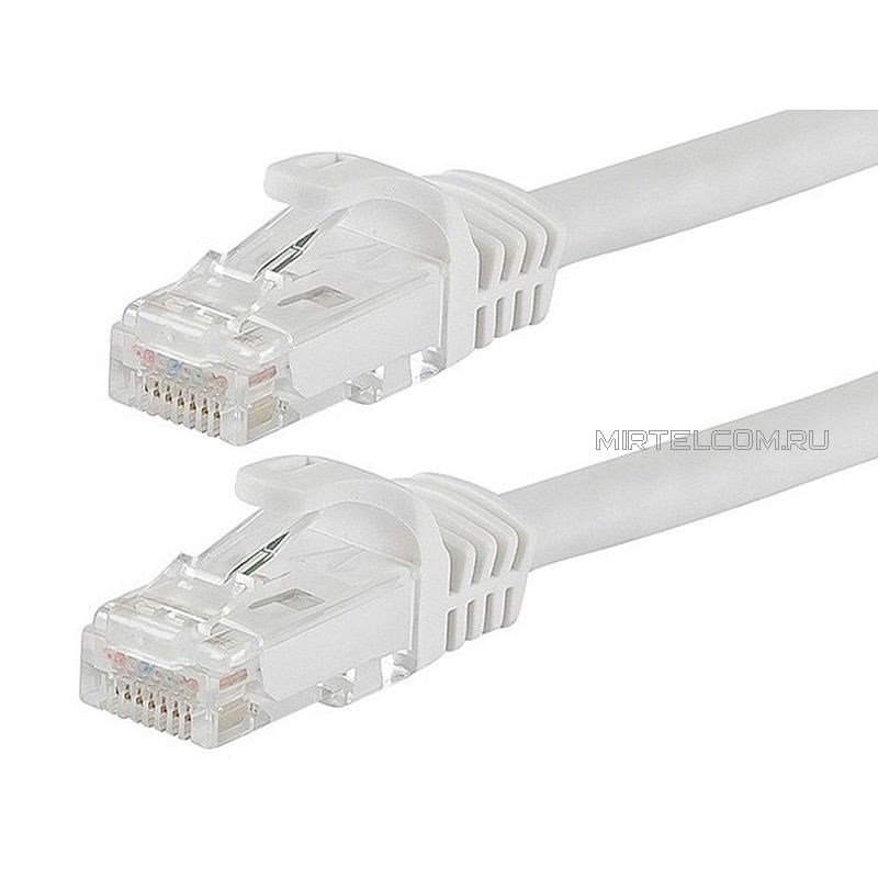 Патч-корд UTP 4 пары cat.6, RJ45-RJ45, T568B, заливной (molded), BC медь, PVC, белый