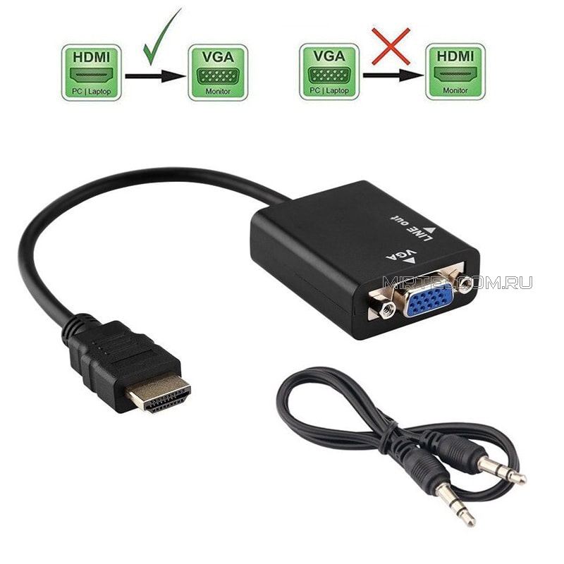 Переходник in HDMI - out VGA + sound (штекер-гнездо), в наличии в Тюмени