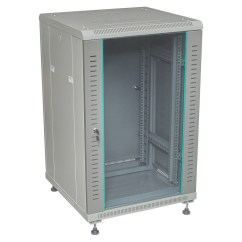 Шкаф напольный 18U, 600x600, дверь стекло серый
