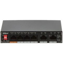 Гигабитный PoE-коммутатор Dahua, 6 портов RJ45 1Gb (4 PoE, 2 Uplink)
