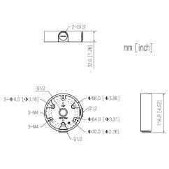 Коробка Dahua серии HDBW, DH-PFA136 box размеры