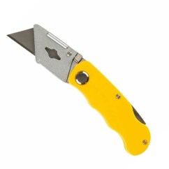 Нож строительный универсальный складной, со сменными лезвиями желтый