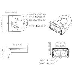 PFB205W размеры Настенный кронштейн для купольных камер Dahua, алюминий, белый (PFB205W-E)