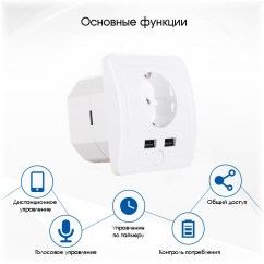 Управляемая по Wi-Fi встраиваемая EURO-розетка с USB, купить в Тюмени