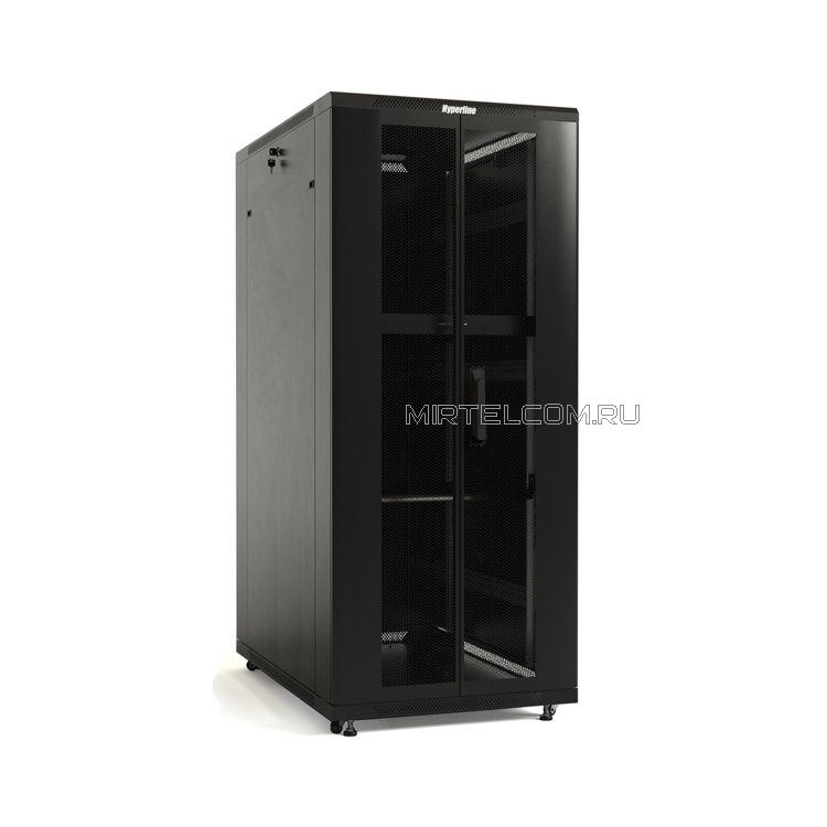 Шкаф напольный Hyperline 19 дюймов 42U, 2055x800x1000 перфорированные дверцы под ключ, черный, купить в Тюмени